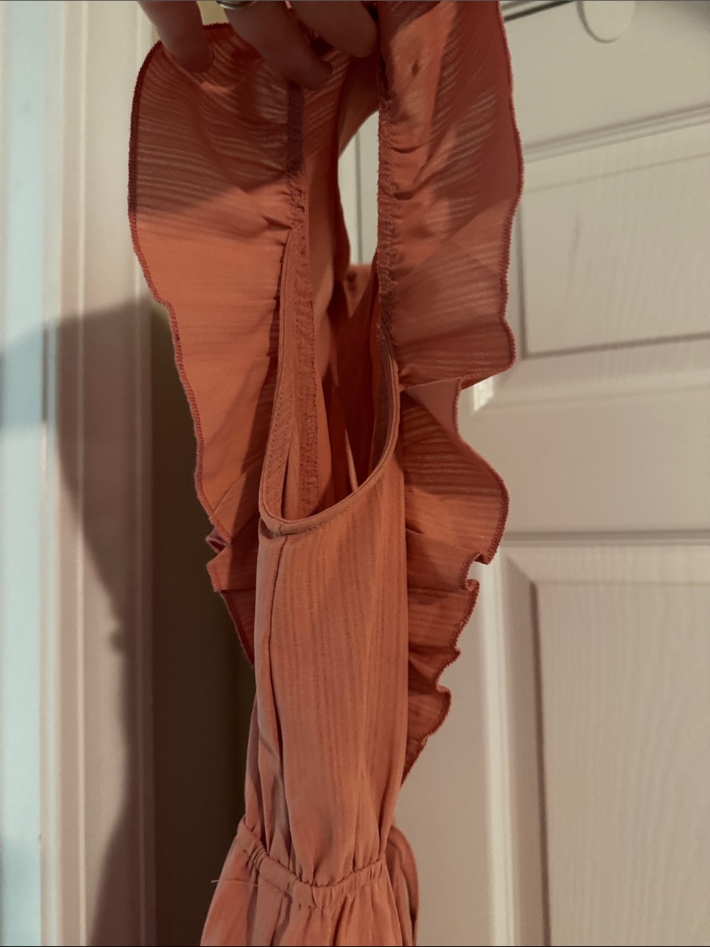 Umgee Rust Ruffle Sleeve V-Neck Mini Dress - Picture 5 of 5